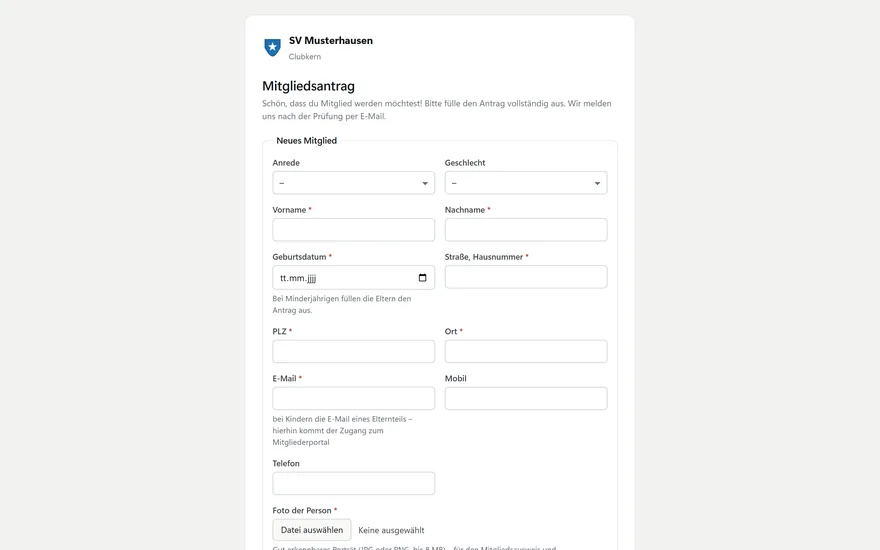 Öffentlicher Online-Mitgliedsantrag