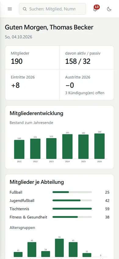 Clubkern auf dem Smartphone
